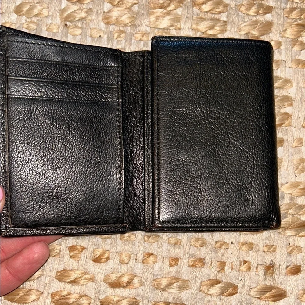 True Religion Black Key Card Holder with Horseshoe Emblem-tri-fold
